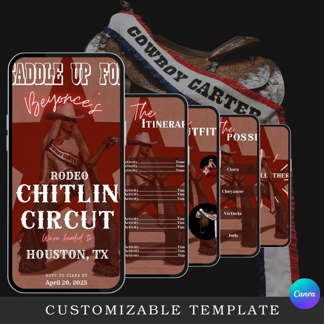 GIRLS TRIP, Beyoncé Concert Trip, Rodeo Invite, Canva Template, Canva ...