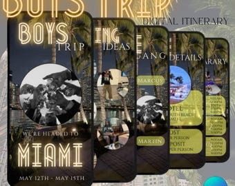 Boys trip, boys getaway planner,men’s trip template, Canva template, digital itinerary,boys trip itinerary,