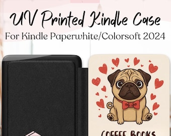 Coffee, Books & Pug Love E-Reader Case for Kindle Paperwhite 2024