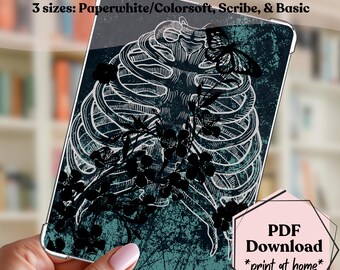 Gothic Ribcage Kindle Insert, Memento Mori Romantasy (Printable PDF)