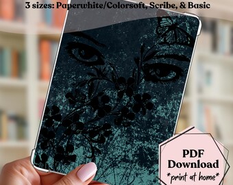 Mystical Eyes Kindle Insert, Dark Romantasy Floral Design (Printable PDF)