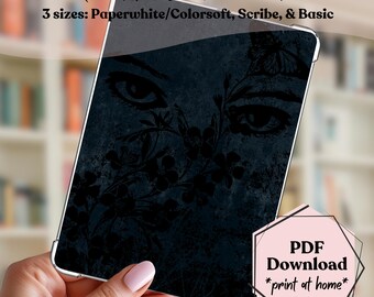 Mystical Eyes Kindle Insert, Dark Romantasy Floral Design (Printable PDF)