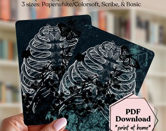 Gothic Kindle Inserts, Ribcage Butterflies, Dark Academia Romantasy (Printable PDF)