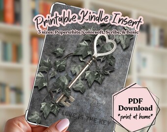 Gothic Botanical Kindle Insert - Love Is The Key Quote (PDF Download)