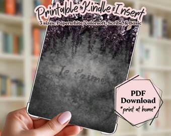 Purple Wisteria Kindle Insert, Gothic Garden, Romantic Botanical (PDF Download)