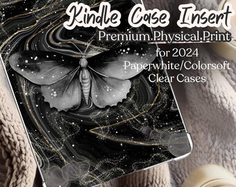 Black Moth Kindle Insert for 2024 Kindle Paperwhite/Colorsoft - PHYSICAL PRINT