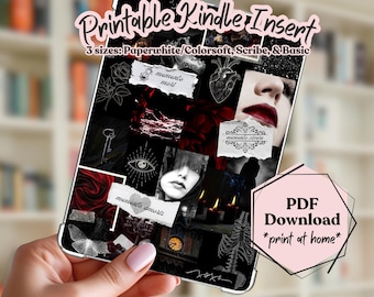 Dark Romance Kindle Insert, Gothic Academia Collage Art (PDF Download)