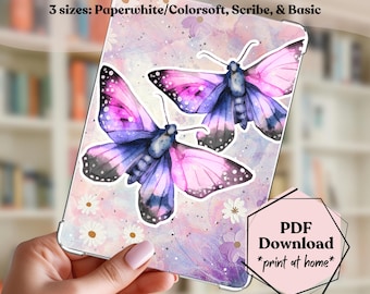 Moths & Daisies Kindle Insert, Printable PDF for 2024 Kindle Paperwhite, Colorsoft, Scribe
