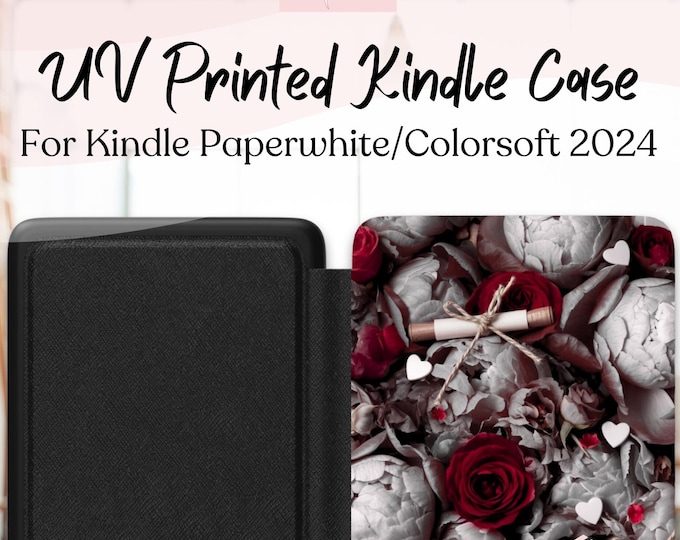 Featured listing image: Dark Romance Red Roses & Secret Scrolls 7" Cover for Kindle Paperwhite 2024
