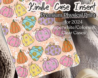 Daisy Pumpkin Kindle Paperwhite Case Insert Print, Fall Cottagecore Pumpkin Patterned Design for 2024 12th Gen