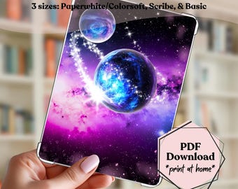 Fantasy Space Galaxy Kindle Insert for Kindle 2024 Paperwhite, Colorsoft, Basic, or Scribe