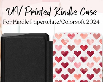 Watercolor Hearts Kindle Paperwhite Case | Saffiano Leather, Valentine's Gift