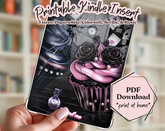 Gothic Alice Kindle Insert, Cupcake Roses, Drink Me Potion (PDF Download)