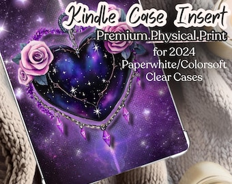 Celestial Heart Kindle Insert, Gothic Galaxy Art, Romantic Roses (2024 Paperwhite/Colorsoft)