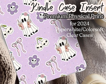 Summerween Kindle Insert, Pastel Ghost Kawaii eReader Case Insert - Physical Print
