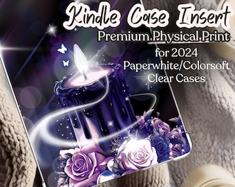 Gothic Romantasy Kindle Insert, Roses and Candlelight Dark Fantasy Art, Witchy Moonlit Bookish Gift