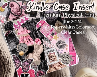 Vintage Goth Collage Kindle Paperwhite Case Insert, Dark Romance, Victorian Whimsigoth, Pastel Goth Ephemera Collage Art Print