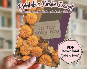 In My Cozy Era Kindle Paperwhite Insert, Pumpkin Autumn Kindle Insert, Fall Leaves Bookish Insert, Cozy Reader Kindle Insert