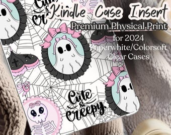 Pastel Goth Ghost & Skeleton Kindle Insert - 2024 Paperwhite and Colorsoft Physical Print