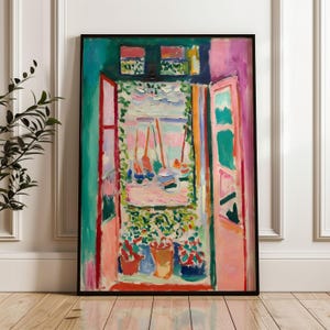 Henri Matisse Open Window Digital Poster – Fauvist Interior View Printable, Colorful Seaside Wall Art for Bright Artistic Home Decor