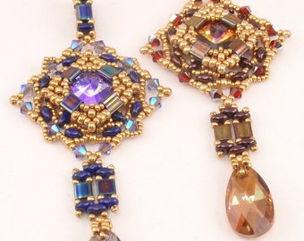 Beading Tutorial for Marrakech Pendant, jewelry pattern, beadweaving tutorials, instant download, PDF