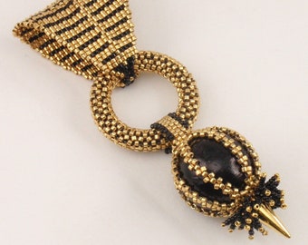 Beading Tutorial for Egyptian Queen Pendant,  jewelry pattern, beadweaving tutorials, instant download, PDF