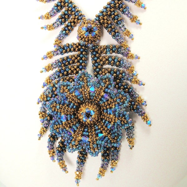 Beading Tutorial for Fleur de la Mer Necklace, jewelry pattern, beadweaving tutorials, instant download, PDF