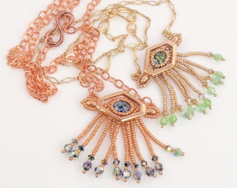 Eye of Horus Necklace Beading Tutorial: Cymbal Element Beadweaving (PDF Pattern)