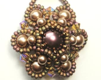 Beading Tutorial for Marie Antionette Pendant, jewelry pattern, beadweaving tutorials, instant download, PDF