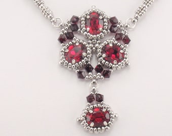 Beading Tutorial for Triumvirate Crest Necklace, jewelry pattern, beadweaving tutorials, instant download, PDF