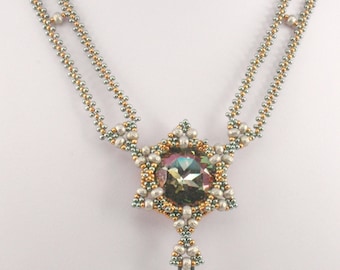 Beading Tutorial for SuperNova Necklace, jewelry pattern, beadweaving tutorials, instant download, PDF