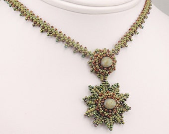 Beading Tutorial for Grotto Flower Necklace, jewelry pattern, beadweaving tutorials, instant download, PDF