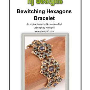 Beading Tutorial for Bewitching Hexagons Bracelet, jewelry pattern, beadweaving tutorials, instant download, PDF image 2