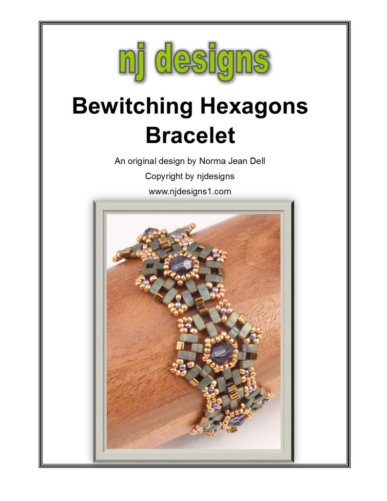 Beading Tutorial for Bewitching Hexagons Bracelet, jewelry pattern, beadweaving tutorials, instant download, PDF image 2