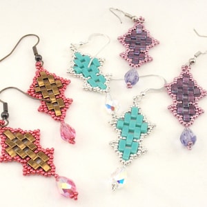 beading tutorial, beadweaving pattern, earring tutorials, jewelry tutorials, beadweaving tutorials, half tila tutorials, Dynasty Earrings
