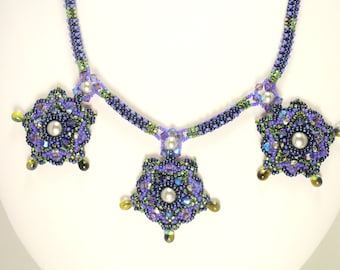 Beading Tutorial for Three Wishes Necklace, jewelry pattern, beadweaving tutorials, instant download, PDF