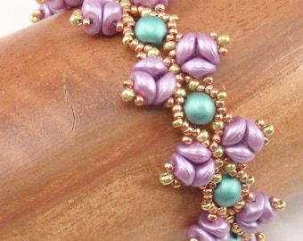 Lahmia's Lament Bracelet Beading Tutorial: Flowerette Beadweaving Pattern (PDF)
