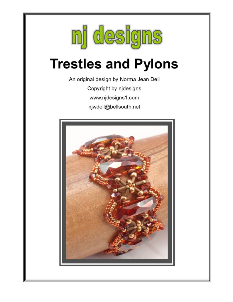 instant download jewelry pattern Beading Tutorial for Trestles and Pylons Bracelet PDF beadweaving tutorials