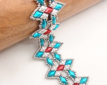 Southwestern GemDuo Bracelet Beading Tutorial:  (PDF Pattern)