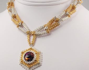 Sash-Ay Necklace Beading Tutorial: Seed Bead & Rivoli Pattern (PDF)