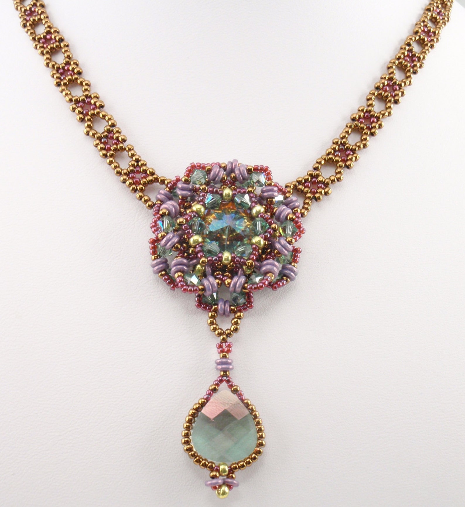 Beading Tutorial for Cabbage Rose Necklace Jewelry Pattern Etsy