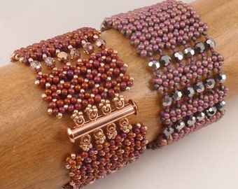 Beading Tutorial for Pondo Cuff  Bracelet, jewelry pattern, beadweaving tutorials, instant download, PDF