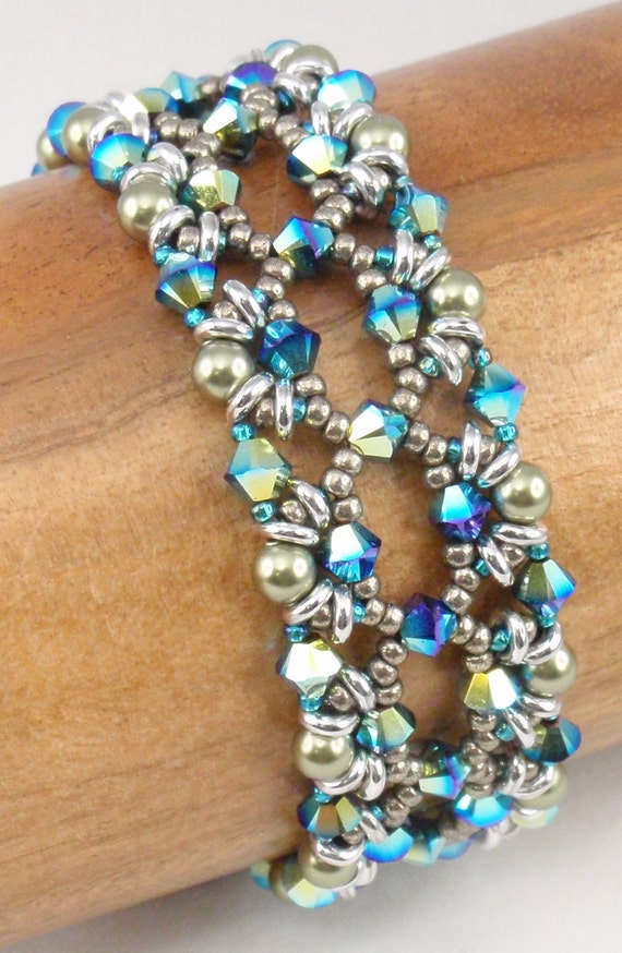 instant download jewelry pattern Beading Tutorial for Trestles and Pylons Bracelet PDF beadweaving tutorials