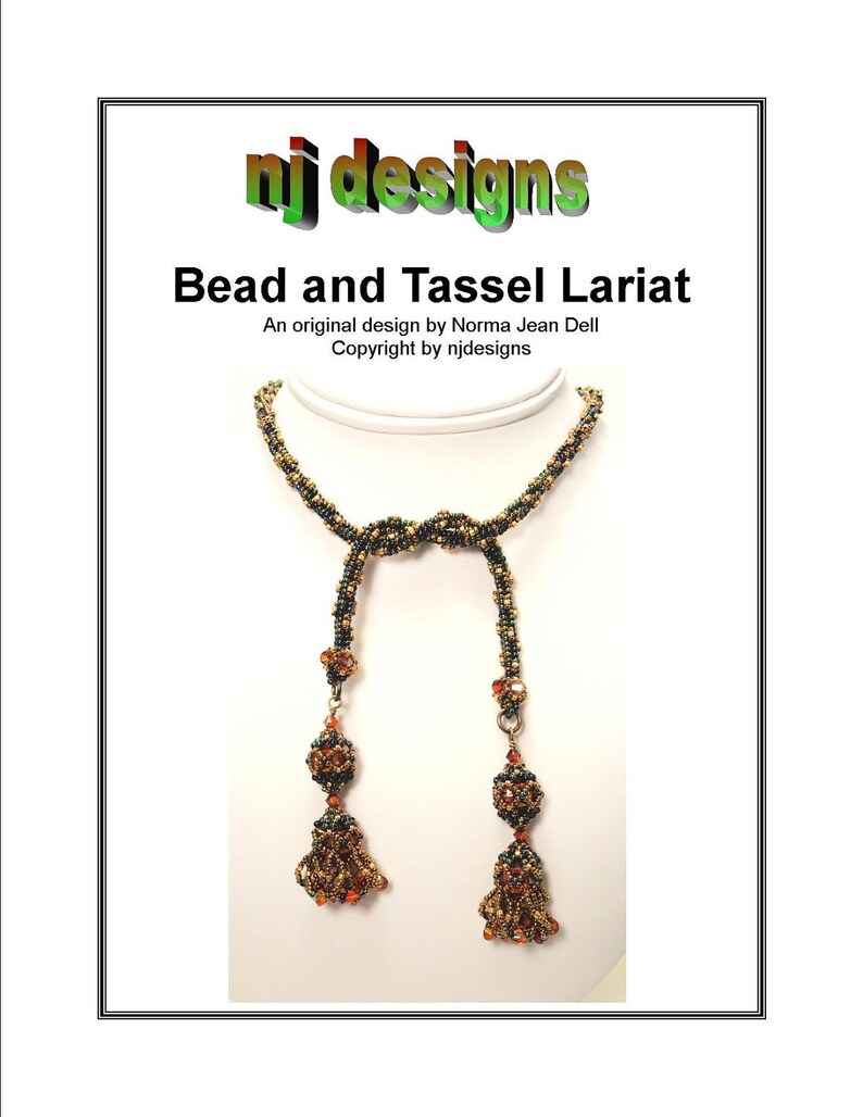 Beading Tutorial for Bead and Tassel Lariat jewelry pattern Etsy