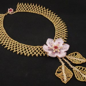 Beading Tutorial for Bethany&#39;s Blossom Necklace, jewelry pattern, beadweaving tutorials, instant download, PDF