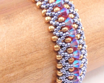 Kaleidoscope Bracelet Beading Tutorial: Right Angle Weave & Netting (PDF Pattern)