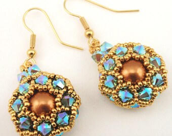 Beading Tutorial for Padme Earrings,  jewelry pattern, beadweaving tutorials, instant download, PDF