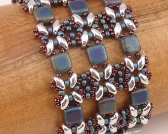 Beading Tutorial for Lattice Gates Beadwoven Bracelet,  jewelry pattern, beadweaving tutorials, instant download, PDF