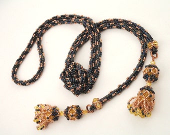 Beading Tutorial for Bead and Tassel Lariat, jewelry pattern, beadweaving tutorials, instant download, PDF
