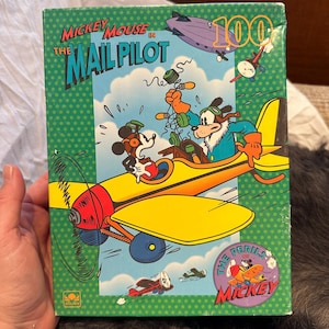 Puzzle sigillato Mickey Mouse in The Mail Pilot da 100 pezzi, Vintage, Golden Books